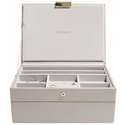STACKERS Caixa de jóias clássica cinza-acastanhado, conjunto de 2 STACKERS Caixa de jóias clássica cinza-acastanhado, conjunto de 2