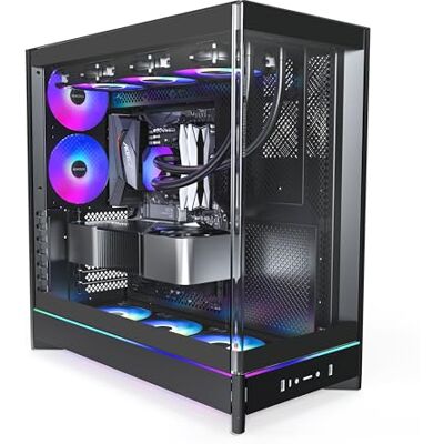 Montech HS02 Pro, ATX Capa de PC de torre média, PC para jogos, alto fluxo de ar, design reversível, painel frontal de vidro temperado curvo resistente, 5 ventoinhas ARGB PWM pré-instalados Montech HS02 Pro, ATX Capa de PC de torre média, PC para jogos, alto fluxo de ar, design reversível, painel frontal de vidro temperado curvo resistente, 5 ventoinhas ARGB PWM pré-instalados