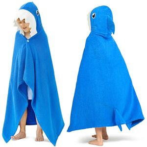 Joiedomi Toalha com capuz de tubarão de 127 x 77 cm para crianças toalha de banho de algodão suave para crianças dos 3 aos 10 anos toalha de piscina com capuz poncho absorvente toalha infantil Joiedomi Toalha com capuz de tubarão de 127 x 77 cm para crianças toalha de banho de algodão suave para crianças dos 3 aos 10 anos toalha de piscina com capuz poncho absorvente toalha infantil