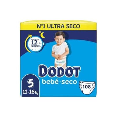 DODOT Embalagem de 2 unidades. Fralda extra absorção tamanho 5 de 11 a 16 kg. 54 unidades DODOT Embalagem de 2 unidades. Fralda extra absorção tamanho 5 de 11 a 16 kg. 54 unidades