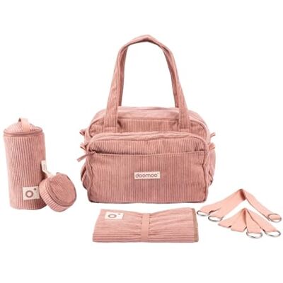 Doomoo Bolsa de troca esponjosa, capacidade de 24 litros, bolsa removível, 8 artigos essenciais para bebé, incluindo um trocador e correias para carrinho, saco de fraldas para bebé, rosa Doomoo Bolsa de troca esponjosa, capacidade de 24 litros, bolsa removível, 8 artigos essenciais para bebé, incluindo um trocador e correias para carrinho, saco de fraldas para bebé, rosa