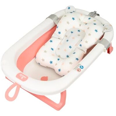 TORAL Banheira Dobrável para Bebê com Pés Rosa Confortável e Fácil de Armazenar com Assento e Pés Antiderrapantes Portátil Modelo Bathy Rosa com Almofada TORAL Banheira Dobrável para Bebê com Pés Rosa Confortável e Fácil de Armazenar com Assento e Pés Antiderrapantes Portátil Modelo Bathy Rosa com Almofada