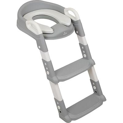 TORAL Adaptador WC infantil com escada. Adaptador para sanita dobrável, altura ajustável com assento acolchoado. Redutor WC crianças com alças e base antiderrapante TORAL Adaptador WC infantil com escada. Adaptador para sanita dobrável, altura ajustável com assento acolchoado. Redutor WC crianças com alças e base antiderrapante
