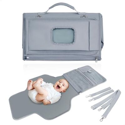 fuxunamz Cambiador portátil para bebé, Muda, as saias portáteis de fraldas, é uma bolsa removível, trocador de bebé portátil com 4 bolsos, impermeável, Baby Diaper Mat, acessórios bebé recém-nascido para fuxunamz Cambiador portátil para bebé, Muda, as saias portáteis de fraldas, é uma bolsa removível, trocador de bebé portátil com 4 bolsos, impermeável, Baby Diaper Mat, acessórios bebé recém-nascido para