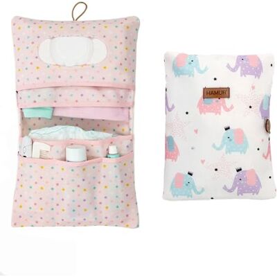 HAMUR HOME Bolsa de Fraldas 2 em 1 e Cosméticos Prática para Mamãe, Toalhetes e Creme Organizador para Bebês (Elefante) HAMUR HOME Bolsa de Fraldas 2 em 1 e Cosméticos Prática para Mamãe, Toalhetes e Creme Organizador para Bebês (Elefante)