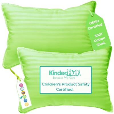 kinder Fluff Almofada infantil 2 x almofada hipoalergénica certificada e premiada (sem necessidade de capa), algodão 300 fios e enchimento alternativo Kids Pillow Toddler 2 anos verde kinder Fluff Almofada infantil 2 x almofada hipoalergénica certificada e premiada (sem necessidade de capa), algodão 300 fios e enchimento alternativo Kids Pillow Toddler 2 anos verde