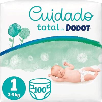 DODOT Fraldas bebé cuidado total tamanho 1 (2-5 kg), 2 x 50 fraldas, proteção suave da pele de com ingredientes de origem vegetal 100 unidades DODOT Fraldas bebé cuidado total tamanho 1 (2-5 kg), 2 x 50 fraldas, proteção suave da pele de com ingredientes de origem vegetal 100 unidades