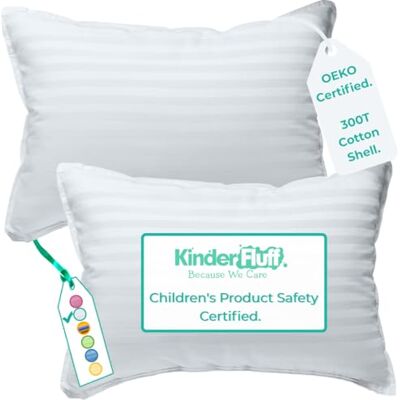 kinder Fluff Almofada infantil 2X – almofada hipoalergénica para crianças certificada e premium (não precisa de capa) algodão 300 fios e enchimento Down Alternative. Almofada para crianças 2+ anos por kinder Fluff Almofada infantil 2X – almofada hipoalergénica para crianças certificada e premium (não precisa de capa) algodão 300 fios e enchimento Down Alternative. Almofada para crianças 2+ anos por