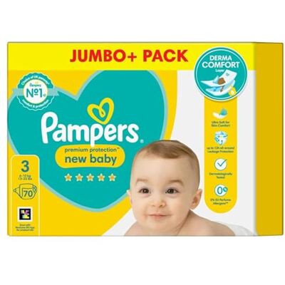 Pampers Premium Protection New Baby Jumbo Pack tamanho 3, 6-10 kg, 70 fraldas Pampers Premium Protection New Baby Jumbo Pack tamanho 3, 6-10 kg, 70 fraldas