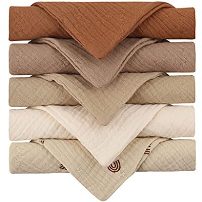 Reoyloep Reyloep Toalhetes húmidos para bebés Muslin, 5 peças com toalhas quadradas muslin 23 x 23 cm / 9,06" x 9,06 toalhitas de algodão super macias para bebés Reoyloep Reyloep Toalhetes húmidos para bebés Muslin, 5 peças com toalhas quadradas muslin 23 x 23 cm / 9,06" x 9,06 toalhitas de algodão super macias para bebés