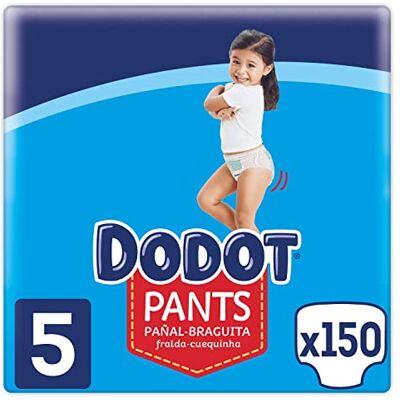 DODOT Fraldas para Bebé Pants Tamanho 5 (12-17 kg), 150 Fraldas, Fralda-Cueca com Ajuste 360° Anti-Fugas DODOT Fraldas para Bebé Pants Tamanho 5 (12-17 kg), 150 Fraldas, Fralda-Cueca com Ajuste 360° Anti-Fugas