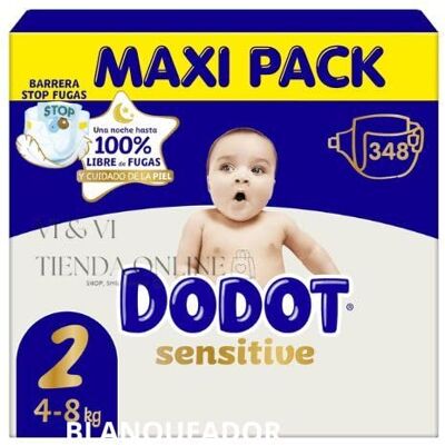 DODOT Sensitive fraldas tamanho 2 pack poupança 2 x 174 fraldas (348 fraldas), 4-8 kg, proteção da pele, absorção suave, indicador de humidade DODOT Sensitive fraldas tamanho 2 pack poupança 2 x 174 fraldas (348 fraldas), 4-8 kg, proteção da pele, absorção suave, indicador de humidade