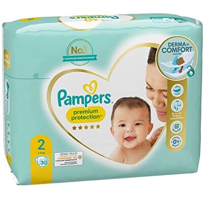 Pampers Fraldas de bebé, tamanho 2 (4-8 kg), proteção premium, Newborn Mini, 30 unidades, pacote exclusivo, melhor conforto e proteção para peles sensíveis. Pampers Fraldas de bebé, tamanho 2 (4-8 kg), proteção premium, Newborn Mini, 30 unidades, pacote exclusivo, melhor conforto e proteção para peles sensíveis.