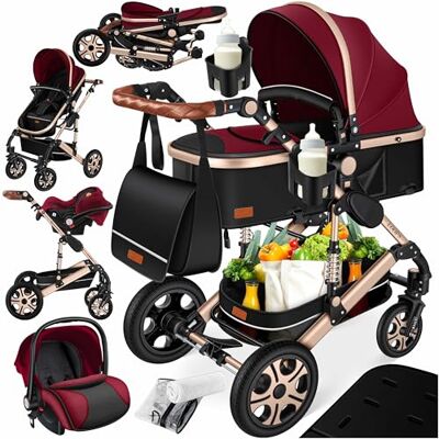 KESSER ® Loops 3 em 1 Carrinho de bebé combo conjunto completo de cadeiras de passeio incl. Assento desportivo para banheira e carrinho de bebé, pneus de borracha maciça, bolsa muda fraldas KESSER ® Loops 3 em 1 Carrinho de bebé combo conjunto completo de cadeiras de passeio incl. Assento desportivo para banheira e carrinho de bebé, pneus de borracha maciça, bolsa muda fraldas