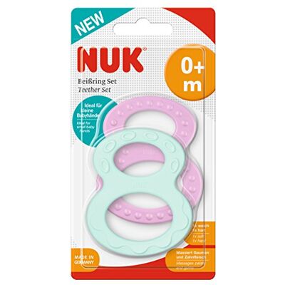 NUK Conjunto de mordedores com superfícies diferentes, a partir de 0 meses, 2 unidades, multicolor NUK Conjunto de mordedores com superfícies diferentes, a partir de 0 meses, 2 unidades, multicolor