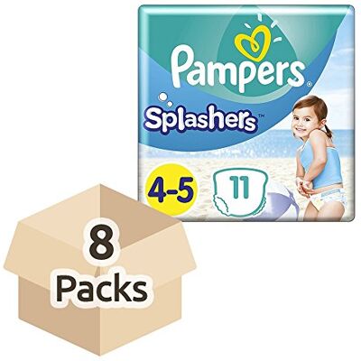 Pampers Splashers calças de natação, tamanho 4 (9-15 kg) 88 unidades, pacote de poupança, não inche na água, a embalagem pode variar Pampers Splashers calças de natação, tamanho 4 (9-15 kg) 88 unidades, pacote de poupança, não inche na água, a embalagem pode variar