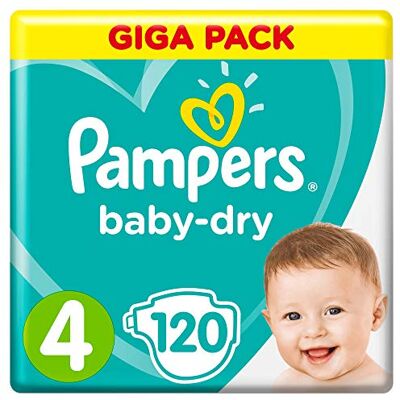 Pampers Baby-Dry, tamanho 4, (9-14 kg), mega Plus, pack de 120 unidades Pampers Baby-Dry, tamanho 4, (9-14 kg), mega Plus, pack de 120 unidades