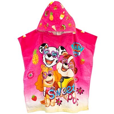 Paw Patrol Poncho de toalha com capuz para meninas a patrulha canina um tamanho Paw Patrol Poncho de toalha com capuz para meninas a patrulha canina um tamanho