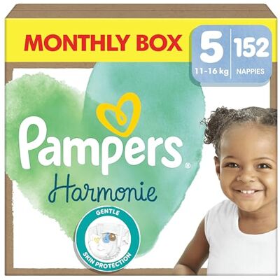 Pampers Fraldas para bebé tamanho 5 (11 16 kg) harmonia, caixa mensal, proteção suave da pele e ingredientes à base de plantas, 164 unidades Pampers Fraldas para bebé tamanho 5 (11 16 kg) harmonia, caixa mensal, proteção suave da pele e ingredientes à base de plantas, 164 unidades