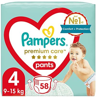 Pampers Fraldas, tamanho 4 (9-14 kg), cuidado premium, 58 peças, mais delicados para a pele de crianças pequenas, fraldas fáceis de aplicar Pampers Fraldas, tamanho 4 (9-14 kg), cuidado premium, 58 peças, mais delicados para a pele de crianças pequenas, fraldas fáceis de aplicar