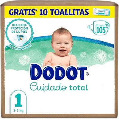 DODOT Fraldas Bebé Cuidado Total, Tamanho 1 (2-5 kg), 105 Fraldas + Presente de 10 Toalhitas Aqua Pure 99% Água, Proteção Delicada da Pele, Pack Mensal Protección delicada para la piel del bebé, incluye 10 toallitas Aqua Pure de regalo, suavidad diaria DODOT Fraldas Bebé Cuidado Total, Tamanho 1 (2-5 kg), 105 Fraldas + Presente de 10 Toalhitas Aqua Pure 99% Água, Proteção Delicada da Pele, Pack Mensal Protección delicada para la piel del bebé, incluye 10 toallitas Aqua Pure de regalo, suavidad diaria