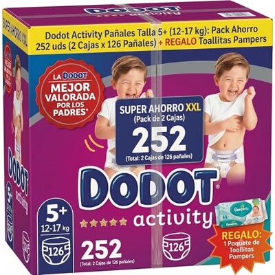 DODOT Activity fraldas tamanho 5, 12-17 kg, pack 2 caixas de 126 unidades (252 fraldas no total) presente toalhas Pampers DODOT Activity fraldas tamanho 5, 12-17 kg, pack 2 caixas de 126 unidades (252 fraldas no total) presente toalhas Pampers