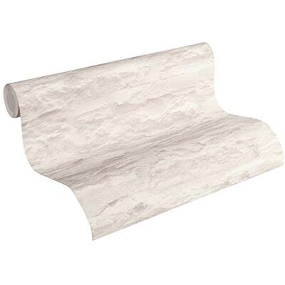 A.S. Création Papel de parede efeito pedra elementos papel pintado tecido não tecido 10,05 m x 0,53 m creme branco fabricado na Alemanha 959083 A.S. Création Papel de parede efeito pedra elementos papel pintado tecido não tecido 10,05 m x 0,53 m creme branco fabricado na Alemanha 959083