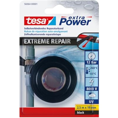 tesa 56064 Fita reparadora, preto, 2,5 m x 19 mm Fita reparadora de silicone auto-vedante para isolamento e selagem para uso interno e externo tesa 56064 Fita reparadora, preto, 2,5 m x 19 mm Fita reparadora de silicone auto-vedante para isolamento e selagem para uso interno e externo