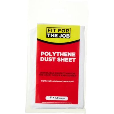 Fit For The Job Pano protetor de folha antipoeira de polietileno de 3,7 m x 3,7 m, à prova de poeira e impermeável, ideal para proteger pavimentos e móveis contra derrames e salpicos ao pintar Fit For The Job Pano protetor de folha antipoeira de polietileno de 3,7 m x 3,7 m, à prova de poeira e impermeável, ideal para proteger pavimentos e móveis contra derrames e salpicos ao pintar
