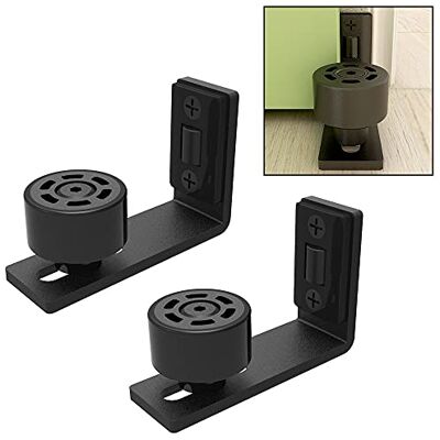 CCJH Guia de piso ajustável para porta de correr de celeiro Guia inferior de parede/porta Preto 2 peças CCJH Guia de piso ajustável para porta de correr de celeiro Guia inferior de parede/porta Preto 2 peças
