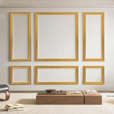 Art3d Conjunto de 6 molduras de parede pré-cortadas, painéis de revestimento de madeira prontos para montar, para decoração de parede interior, sala de estar, quarto, parede decorativa, instalados com Art3d Conjunto de 6 molduras de parede pré-cortadas, painéis de revestimento de madeira prontos para montar, para decoração de parede interior, sala de estar, quarto, parede decorativa, instalados com