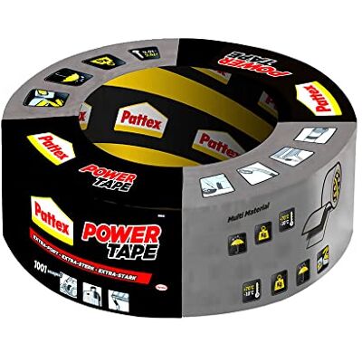Pattex Power Tape, fita de tecido extra forte para reparações e cargas pesadas, fita adesiva para quase todas as superfícies, fita adesiva impermeável, embalagem de 1, 50 m x 50 mm, cinzento prateado Pattex Power Tape, fita de tecido extra forte para reparações e cargas pesadas, fita adesiva para quase todas as superfícies, fita adesiva impermeável, embalagem de 1, 50 m x 50 mm, cinzento prateado