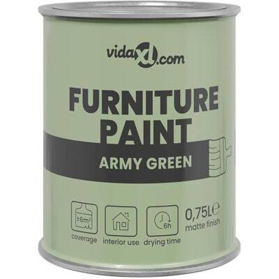 vidaXL Tinta para móveis verde 0,75 l impressão em parede, pintura ecológica para móveis interiores, sem odor, secagem rápida, à base de água, fácil de limpar, seguro para bricolage vidaXL Tinta para móveis verde 0,75 l impressão em parede, pintura ecológica para móveis interiores, sem odor, secagem rápida, à base de água, fácil de limpar, seguro para bricolage