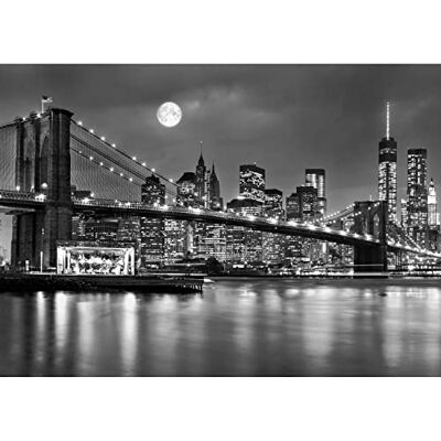 Papel de parede fotográfico 396 x 280 cm Brooklyn ponte da noite lã decoração de parede sala quarto fabricação alemã preto e branco Papel de parede fotográfico 396 x 280 cm Brooklyn ponte da noite lã decoração de parede sala quarto fabricação alemã preto e branco