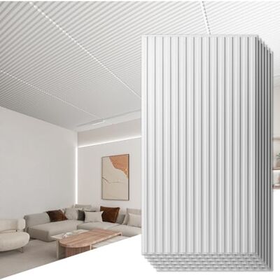 Art3d 12 peças 3D painéis de parede PVC azulejos de teto de ripas de design decoração de parede interior 120x60 cm (2x4 pés) azulejos de teto decorativos suspensos Branco 8,8 ㎡ Art3d 12 peças 3D painéis de parede PVC azulejos de teto de ripas de design decoração de parede interior 120x60 cm (2x4 pés) azulejos de teto decorativos suspensos Branco 8,8 ㎡