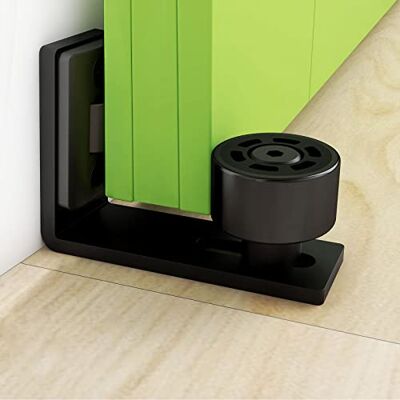 CCJH Guia de piso ajustável para porta de correr de celeiro Guia inferior de parede/porta Preto CCJH Guia de piso ajustável para porta de correr de celeiro Guia inferior de parede/porta Preto