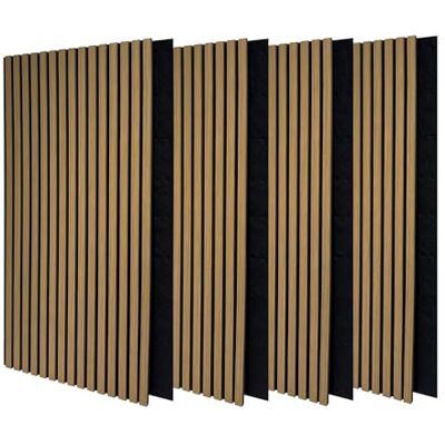 DuraMat Painéis acústicos de madeira real, painel de parede retangular decorativo 3D com tecido de feltro, isolamento com chapa de madeira, conjunto de 4 unidades de 120 x 60 x 2,1 cm (2,88 m²) (carvalho DuraMat Painéis acústicos de madeira real, painel de parede retangular decorativo 3D com tecido de feltro, isolamento com chapa de madeira, conjunto de 4 unidades de 120 x 60 x 2,1 cm (2,88 m²) (carvalho