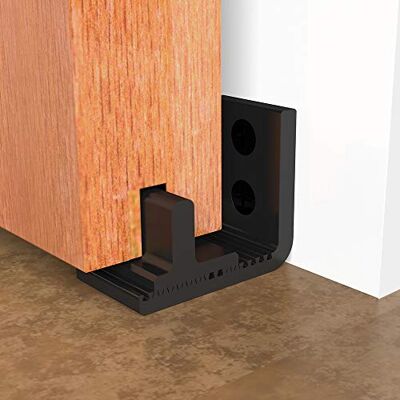 CCJH Guia inferior de montagem na parede para porta de correr tipo celeiro. Flexível, ajustável e de fácil instalação, cor preto CCJH Guia inferior de montagem na parede para porta de correr tipo celeiro. Flexível, ajustável e de fácil instalação, cor preto