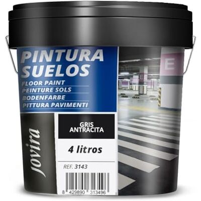 JOVIRA PINTURAS Pintura de pisos, garagens e pavimentos desportivos em geral, acabamento mate. Protege e decora as superfícies de betão, cimento e asfalto. (4 litros, antracite) A-9C JOVIRA PINTURAS Pintura de pisos, garagens e pavimentos desportivos em geral, acabamento mate. Protege e decora as superfícies de betão, cimento e asfalto. (4 litros, antracite) A-9C