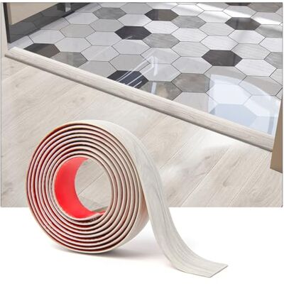 Art3d Faixa de transição autocolante de vinil, faixa de limiar, faixa de separação do piso laminado para unir espaços de chão, transição do limiar do tapete, 122 x 4 cm, branco lavado Art3d Faixa de transição autocolante de vinil, faixa de limiar, faixa de separação do piso laminado para unir espaços de chão, transição do limiar do tapete, 122 x 4 cm, branco lavado