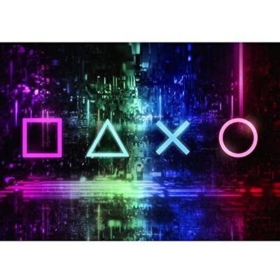Papel de parede fotográfico 396 x 280 cm Game Console Gamers lã decoração de parede sala quarto fabricação alemã preto colorido a Papel de parede fotográfico 396 x 280 cm Game Console Gamers lã decoração de parede sala quarto fabricação alemã preto colorido a