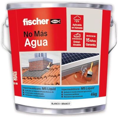 fischer Pintura impermeabilizante (cubo 4 kg) polímero MS branco, resistente à água e ao ar livre fischer Pintura impermeabilizante (cubo 4 kg) polímero MS branco, resistente à água e ao ar livre