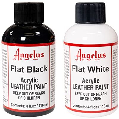 Angelus Pack de 2 cores pintura em couro branco / plano preto 118 ml Angelus Pack de 2 cores pintura em couro branco / plano preto 118 ml