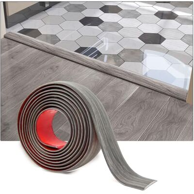 Art3d Faixa de transição autocolante de vinil, faixa de limiar, faixa de separação do piso laminado para unir espaços de chão, transição do limiar do tapete, 122 x 4 cm, cinzento Art3d Faixa de transição autocolante de vinil, faixa de limiar, faixa de separação do piso laminado para unir espaços de chão, transição do limiar do tapete, 122 x 4 cm, cinzento