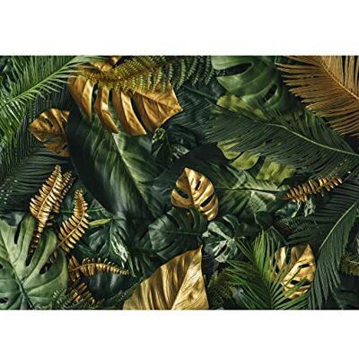 Papel de parede fotográfico 396 x 280 cm folhas tropicais monstera lã decoração de parede sala quarto Made in Germany ouro verde Papel de parede fotográfico 396 x 280 cm folhas tropicais monstera lã decoração de parede sala quarto Made in Germany ouro verde