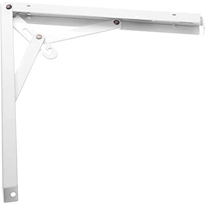 Amig Haspe dobrável para prateleiras de parede Esquadro metálico para prateleiras Ângulo para prateleiras Suporte de prateleira Aço Cor Branco Medida: 200 mm Peso máximo recomendado Amig Haspe dobrável para prateleiras de parede Esquadro metálico para prateleiras Ângulo para prateleiras Suporte de prateleira Aço Cor Branco Medida: 200 mm Peso máximo recomendado