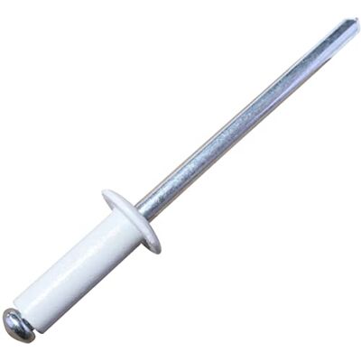 AERZETIX Conjunto de 50 rebites cegos Ø 4 x 12 mm cor branca RAL 9010 em aço/alumínio rebite pop com ruptura da haste AERZETIX Conjunto de 50 rebites cegos Ø 4 x 12 mm cor branca RAL 9010 em aço/alumínio rebite pop com ruptura da haste