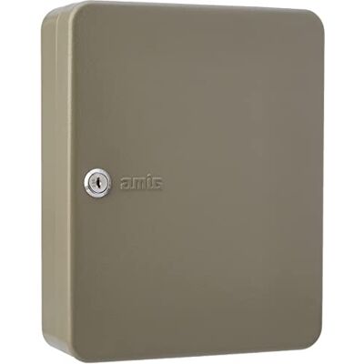 Amig Caixa porta-chaves de parede Mod. de aço acabamento em cinzento epóxi com fechadura de segurança e 2 chaves em bruto pendentes com capacidade para 93 chaves Medidas: 300 x 240 x 80 mm Amig Caixa porta-chaves de parede Mod. de aço acabamento em cinzento epóxi com fechadura de segurança e 2 chaves em bruto pendentes com capacidade para 93 chaves Medidas: 300 x 240 x 80 mm