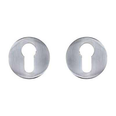 Bricard Par de rosetas de zamak para porta de entrada, perfil europeu, cor prateada Bricard Par de rosetas de zamak para porta de entrada, perfil europeu, cor prateada