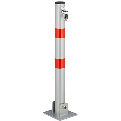 Relaxdays Bolardo dobrável, barreira, aço, poste de estacionamento, 65 x 15 x 13 cm, faixas de sinalização, prateado e vermelho Relaxdays Bolardo dobrável, barreira, aço, poste de estacionamento, 65 x 15 x 13 cm, faixas de sinalização, prateado e vermelho
